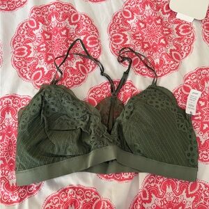 Aerie Lace Bralette in Deep Green